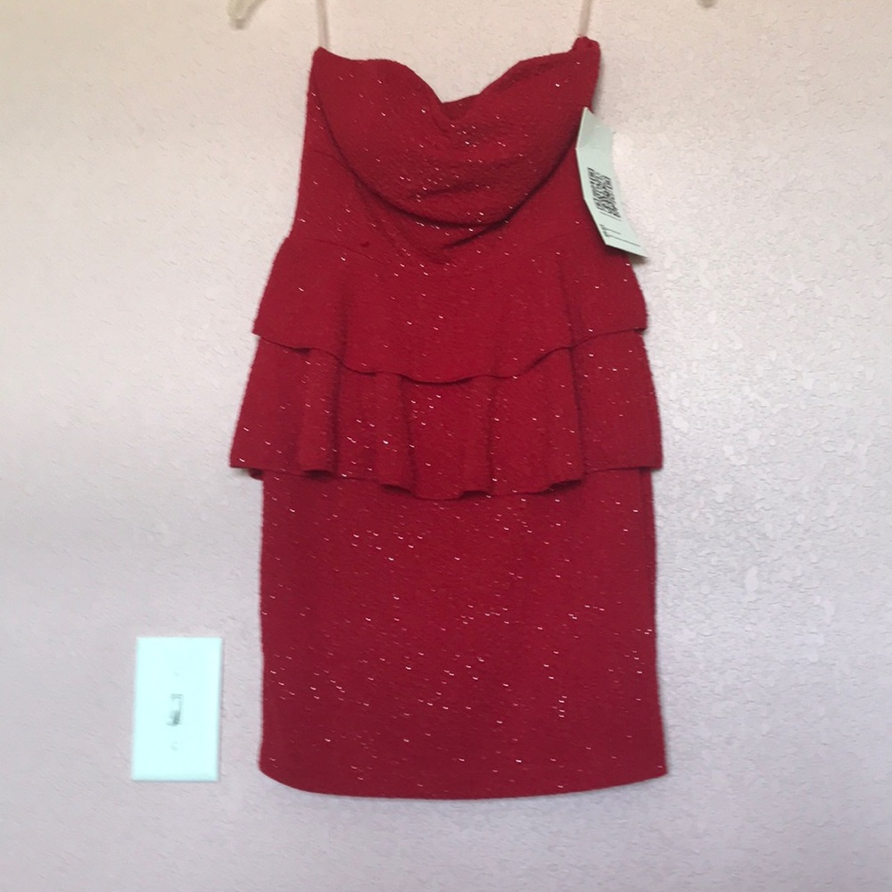 Emerald Sundae Red Sequin Strapless Dress NWT